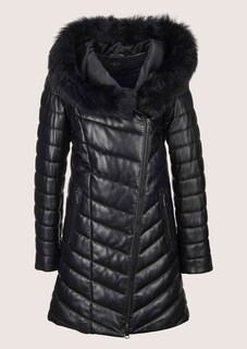 Gesteppte Lederjacke mit Lammfellbesatz thumbnail 7