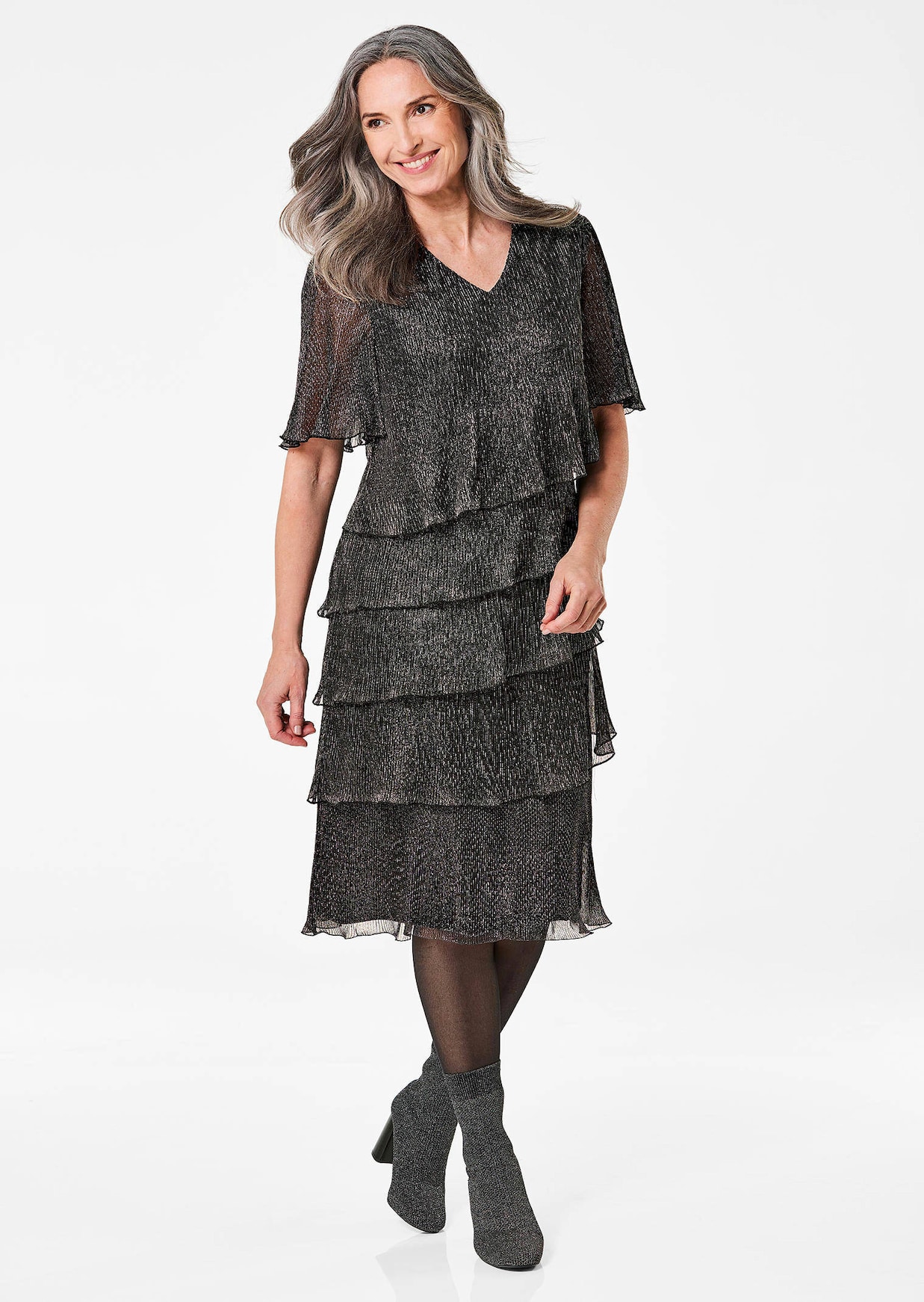 Kleid aus glänzendem Plissée