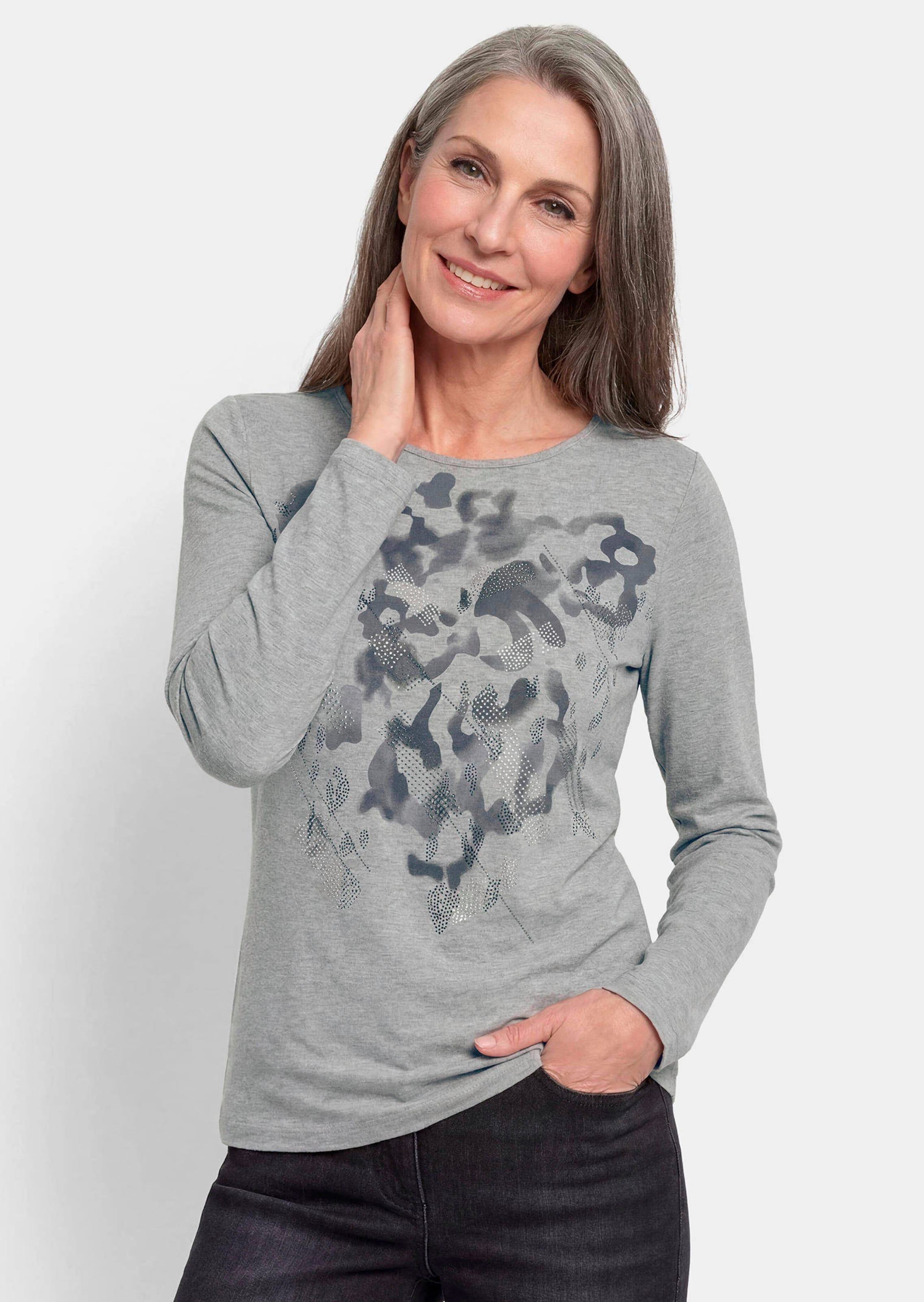 Shirt met lange mouwen en strassteentjes
