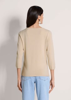Feinstrickpullover mit U-Boot-Ausschnitt und 3/4-Arm thumbnail 3