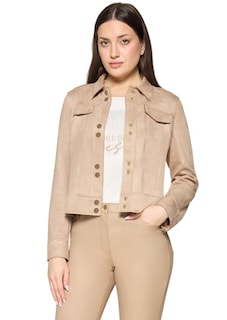 Veste courte en similicuir aspect suédé thumbnail 1