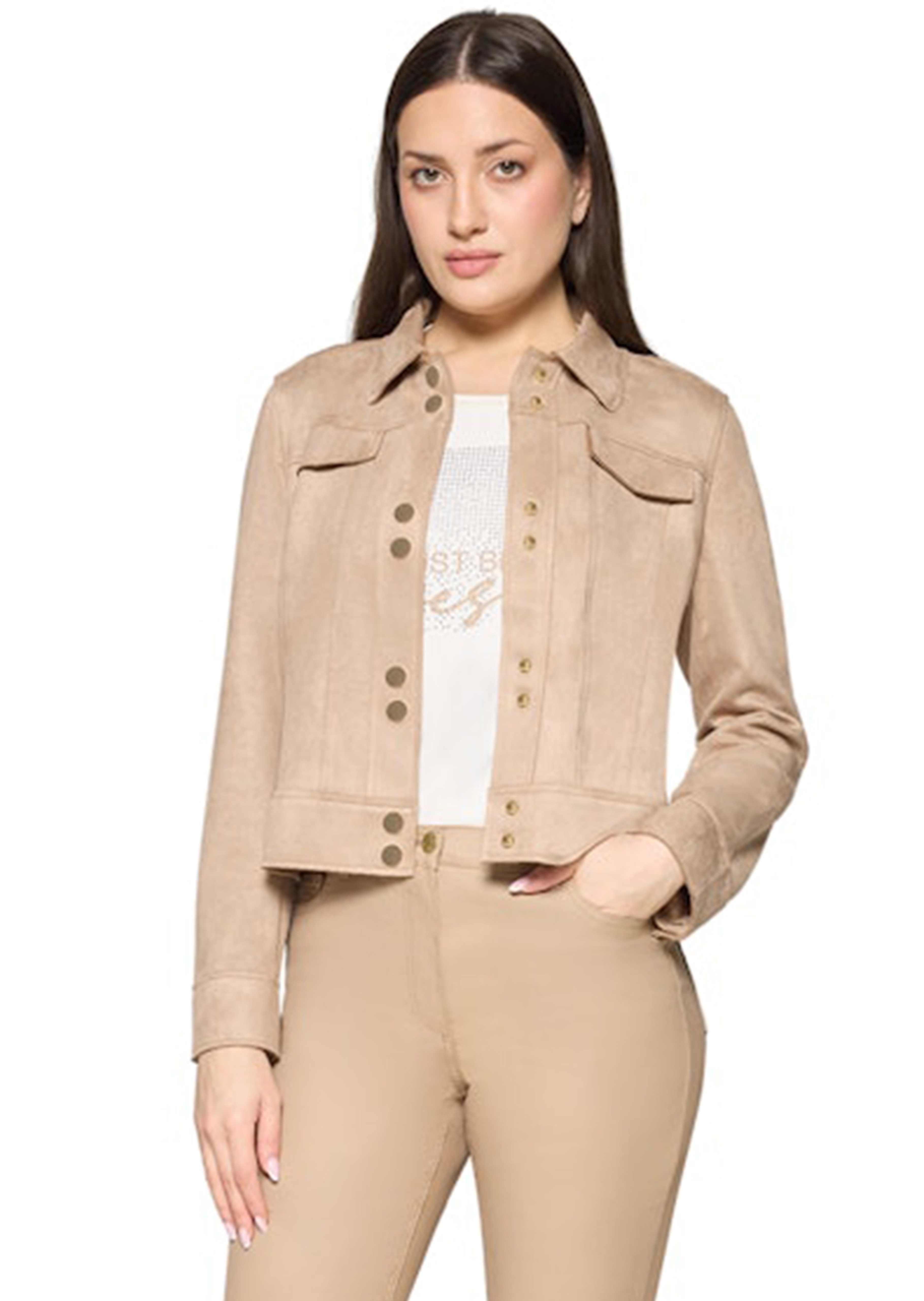 Veste courte en similicuir aspect suédé