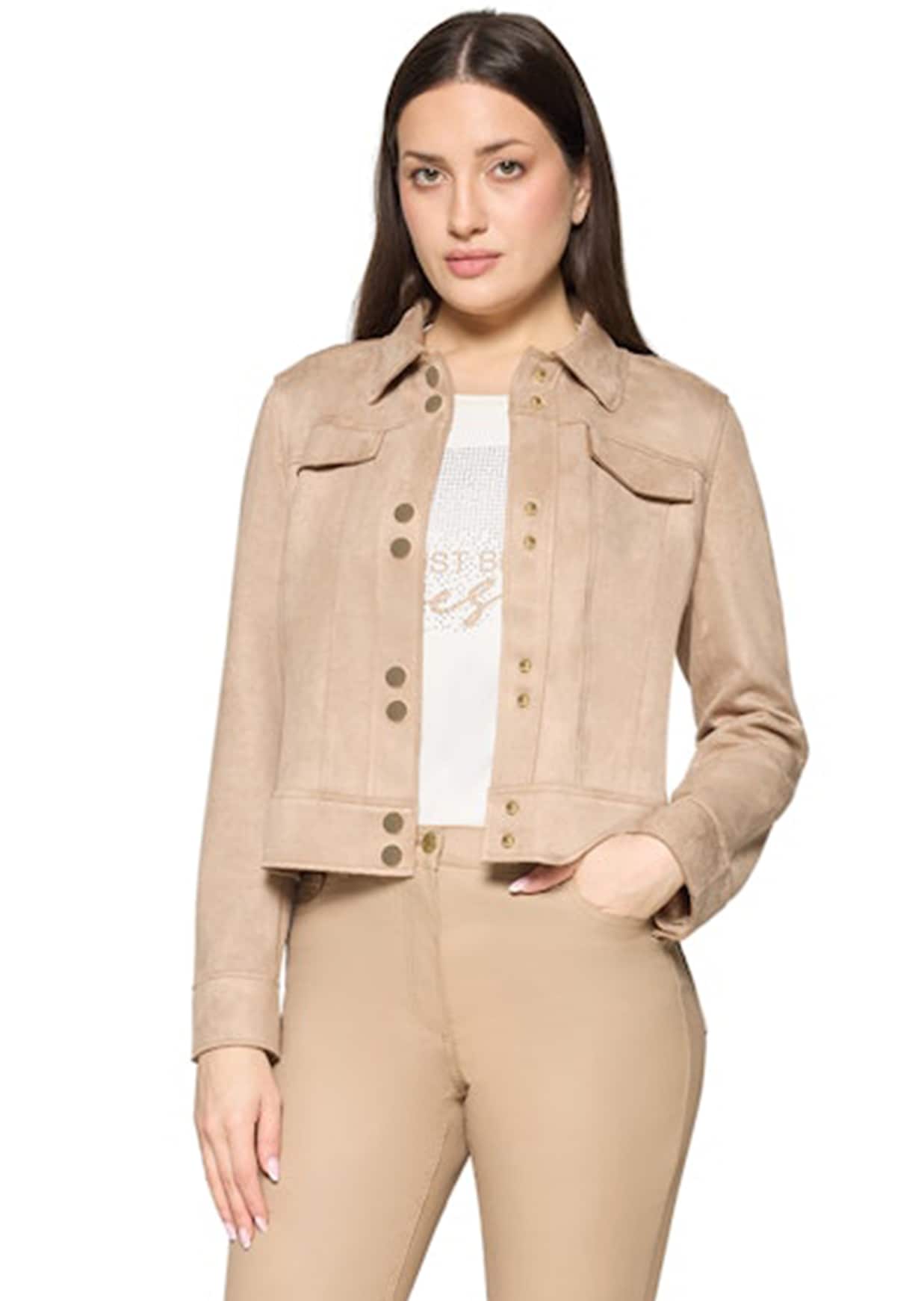 Veste courte en similicuir aspect suédé
