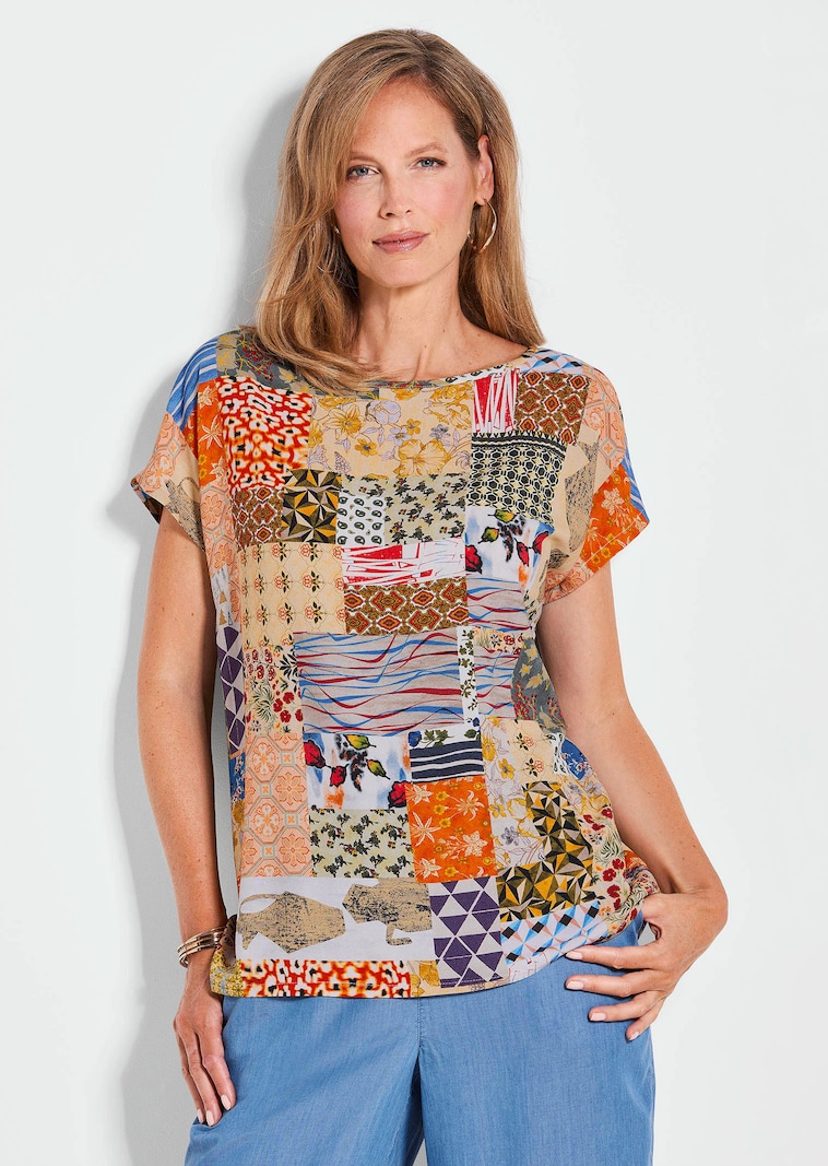 Druckbluse im Patch-Print