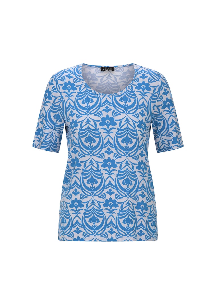 Viskoseshirt mit femininem Ornamentmuster