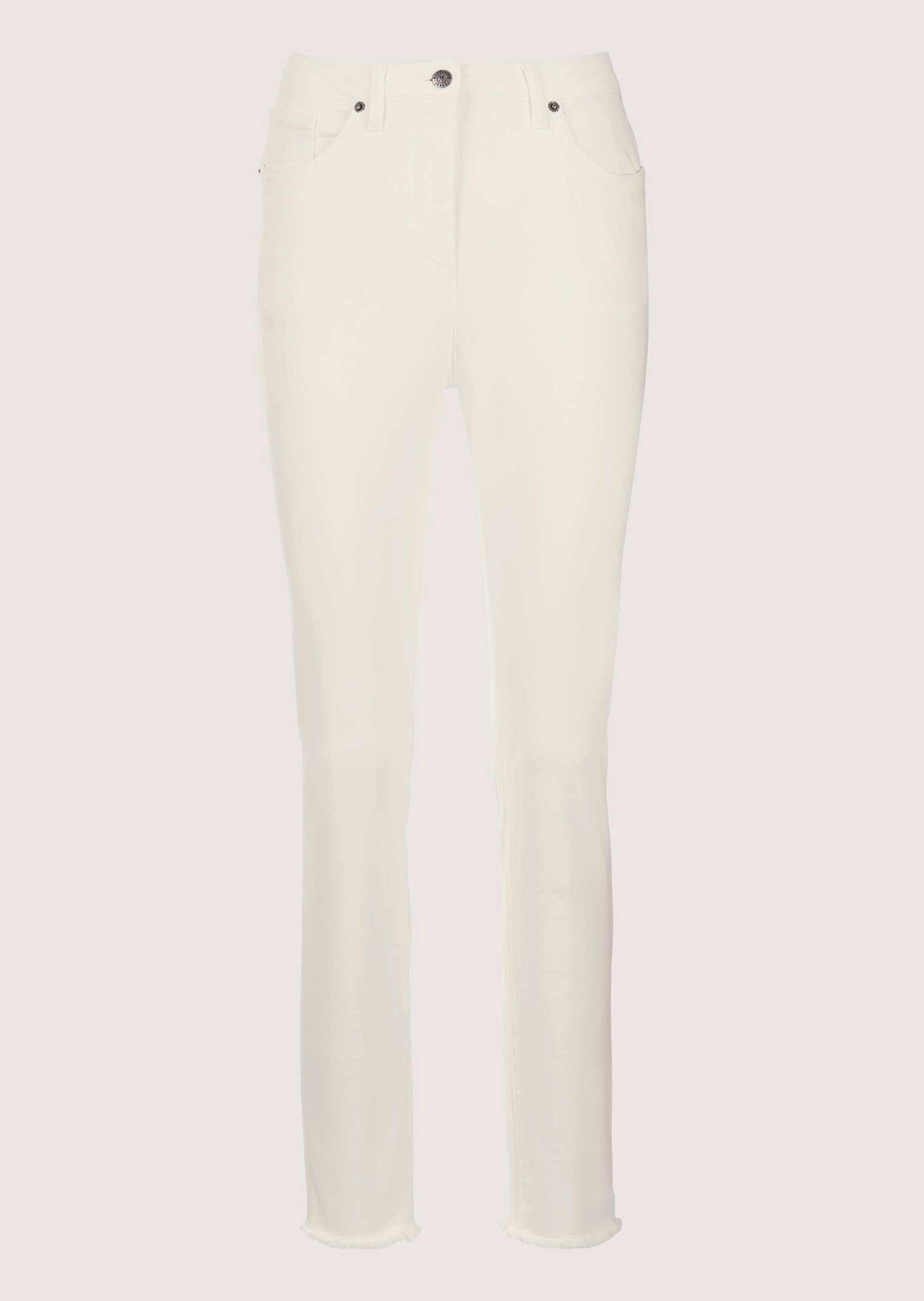 Jeans mit feinem Fransensaum