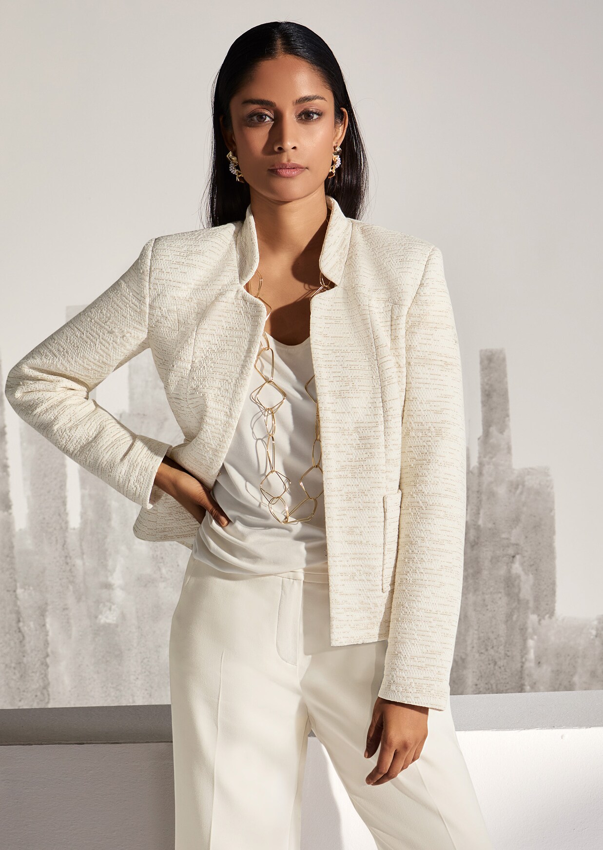 Jacquard-Blazer mit Stehkragen