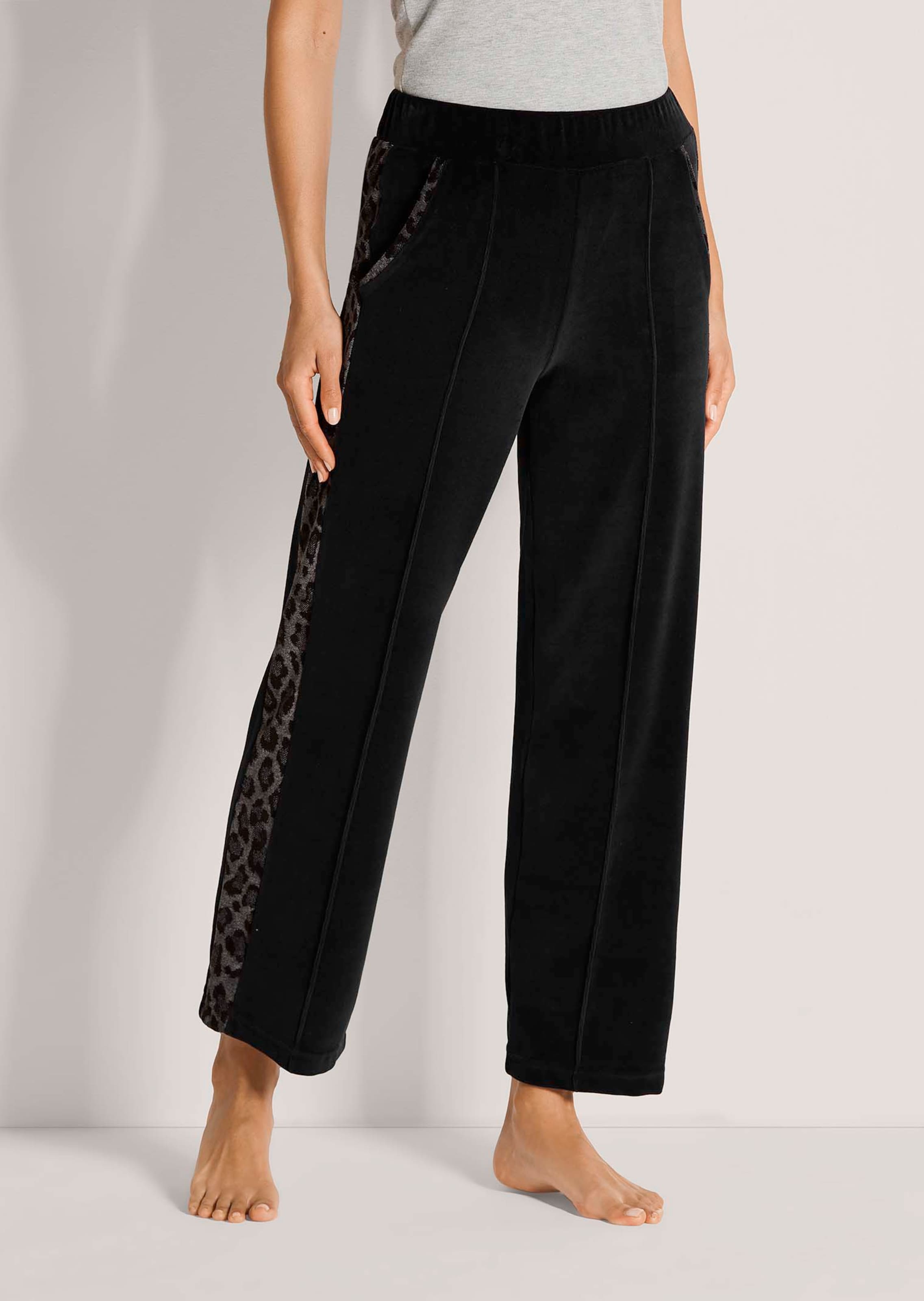 Pantalon de détente en velours à rayures léopard