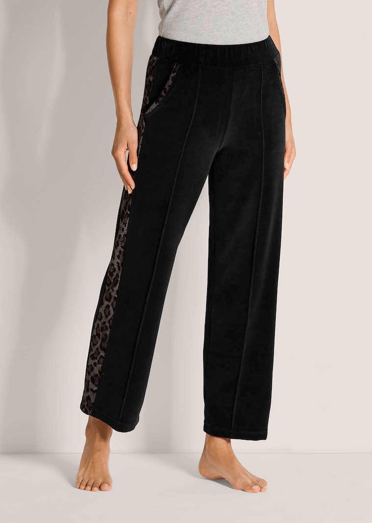 Pantalon de détente en velours à rayures léopard
