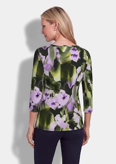 T-shirt en viscose avec motif floral artistique thumbnail 3