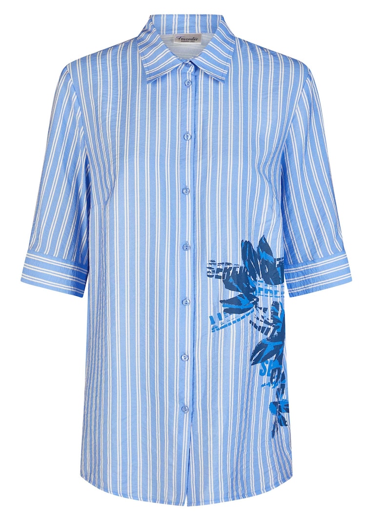 Längere Hemdbluse mit maritimen Streifen