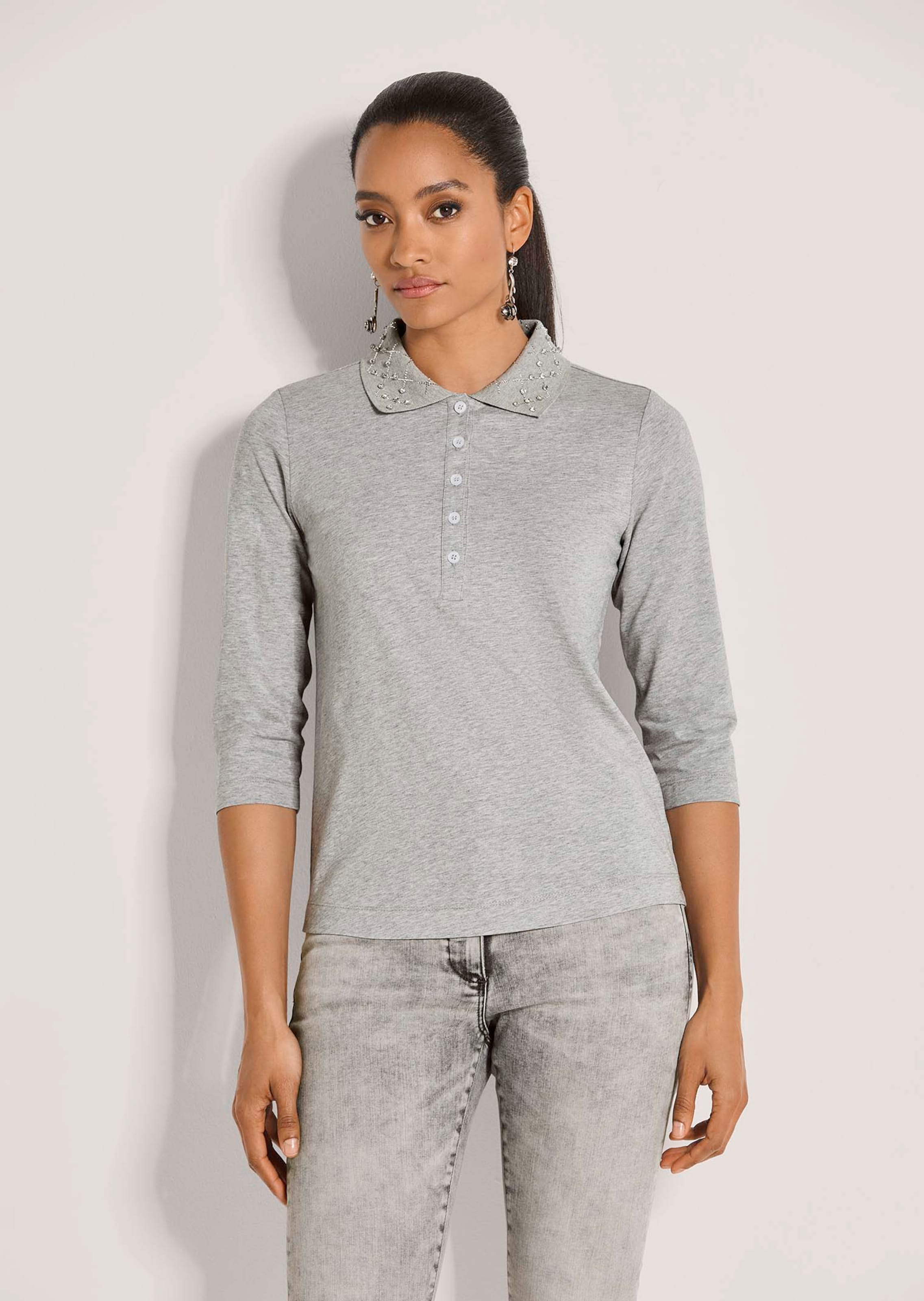 Poloshirt mit verziertem Kragen