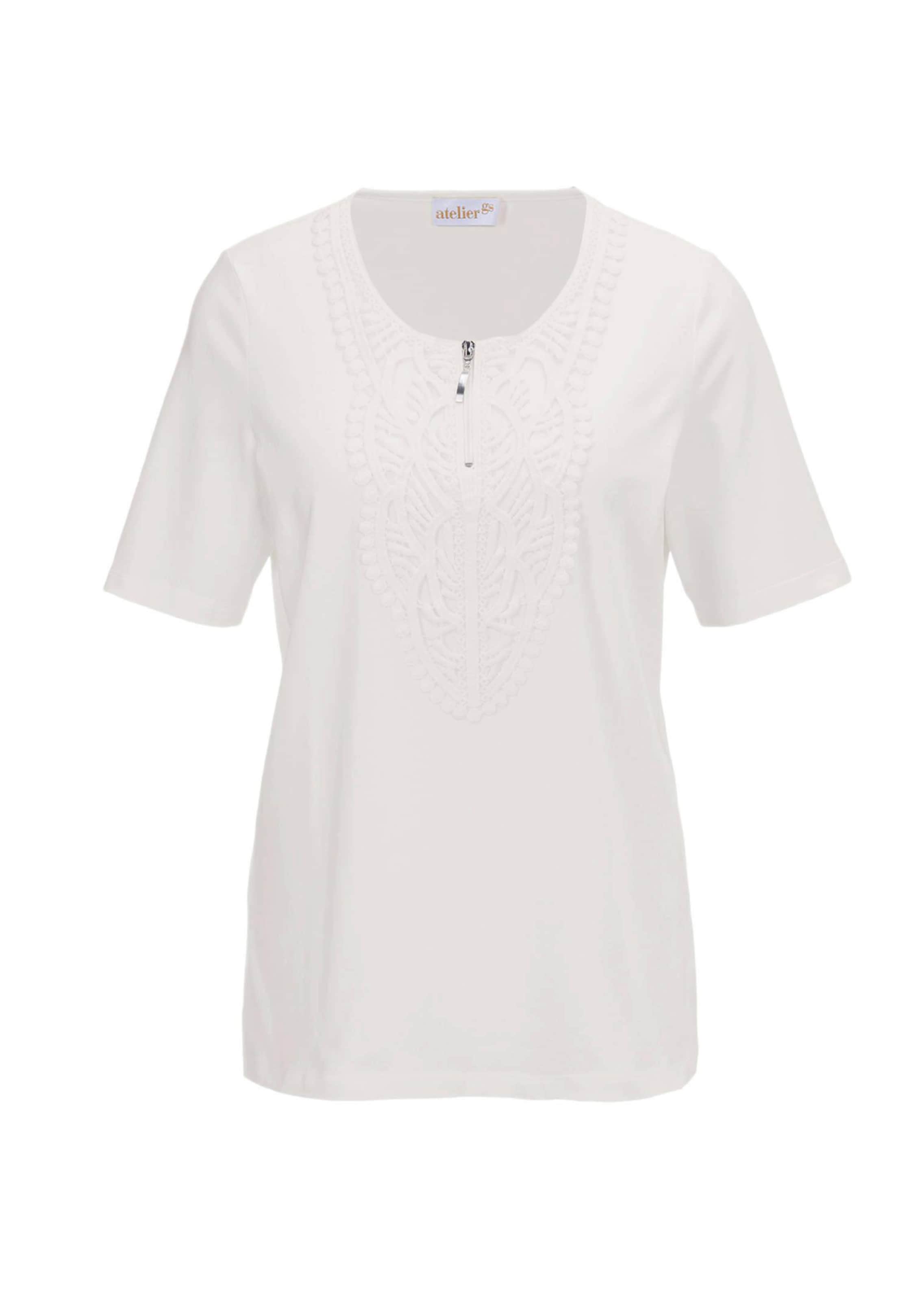 Shirt met ronde hals en gehaakt kant