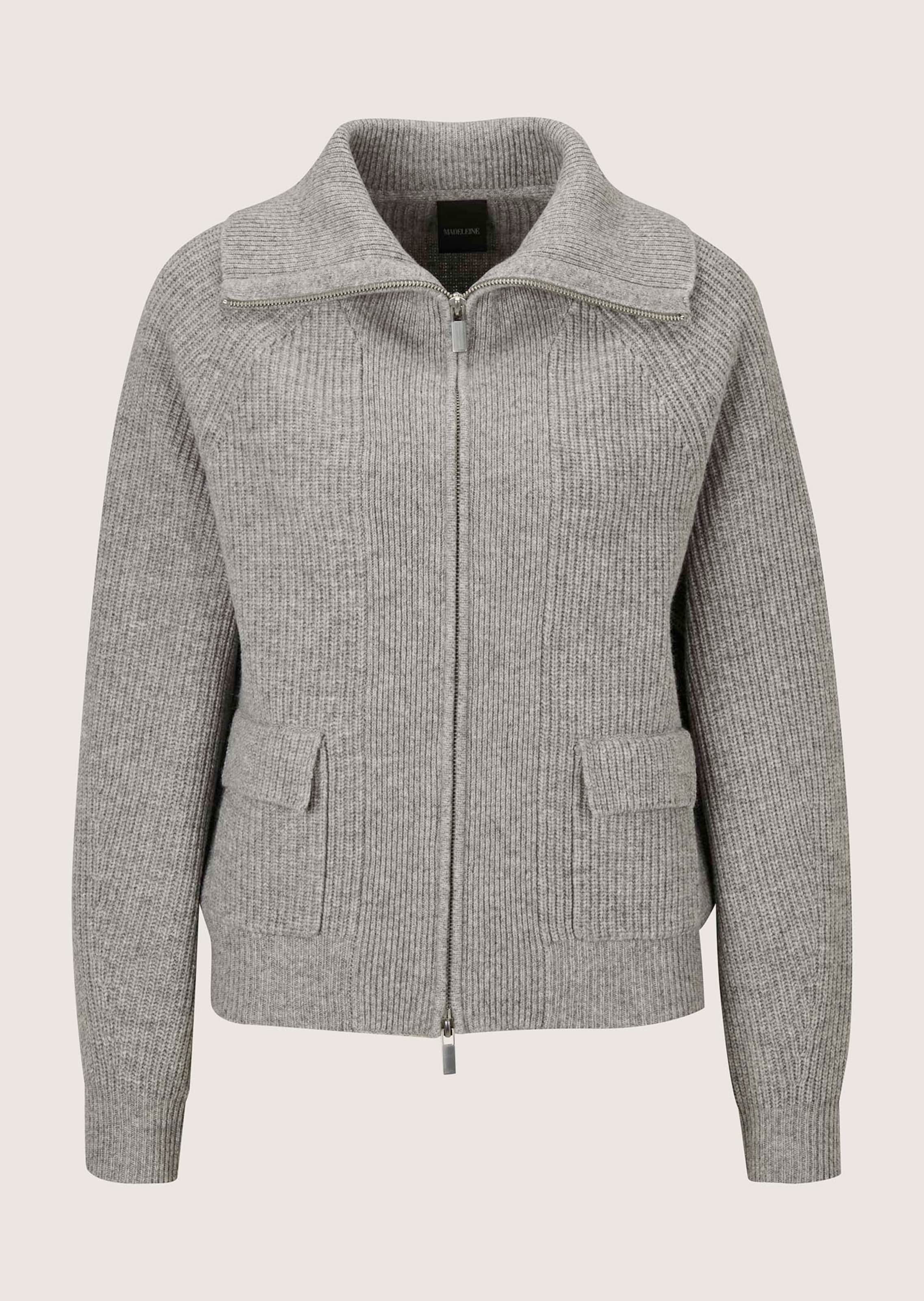 Strickjacke in Blousonform mit 2-Wege-Reißverschluss