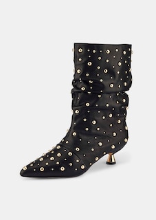 Leren enkellaarsjes met goudkleurige studs thumbnail 1
