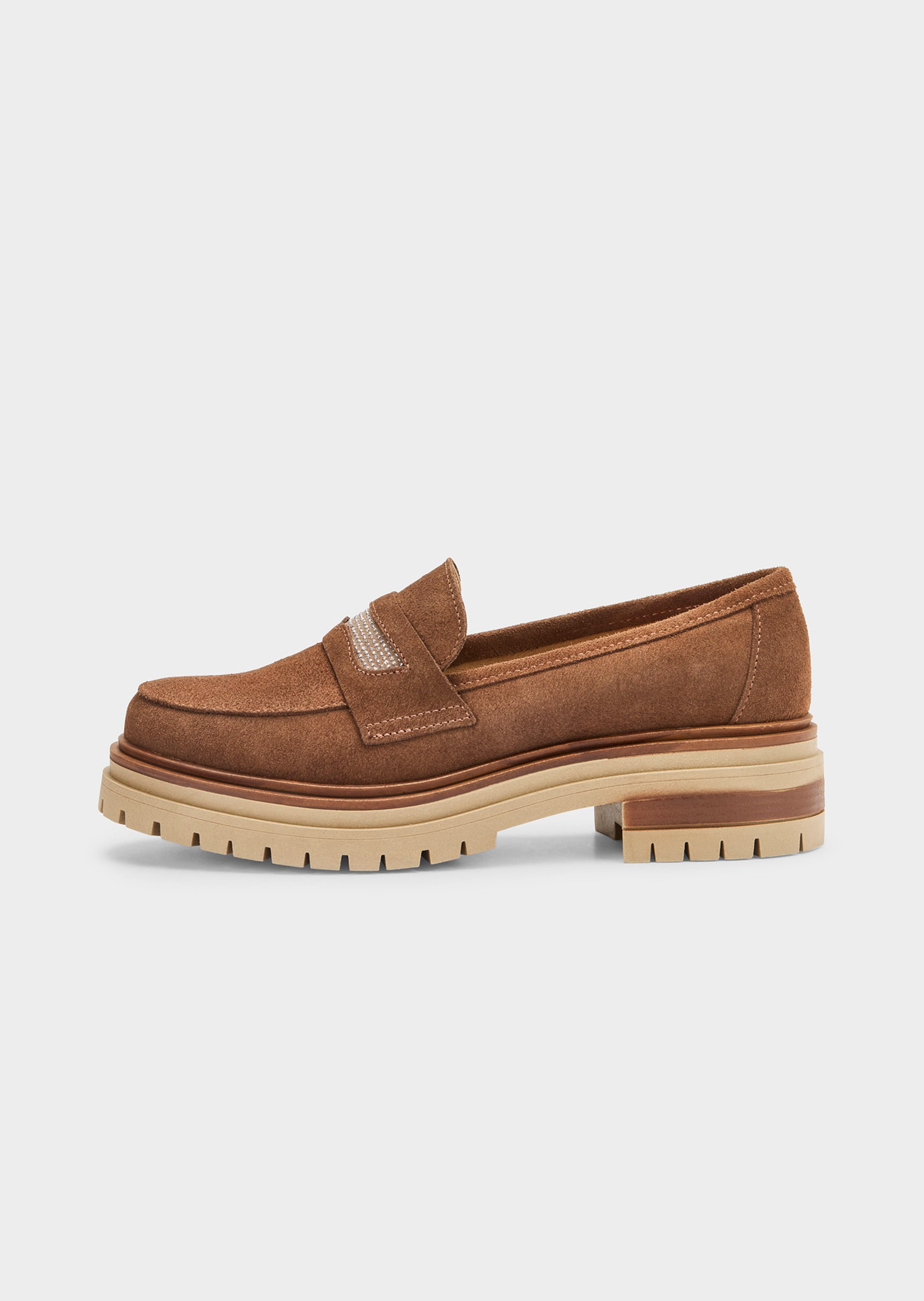 Wildleder-Slipper mit Ziersteinen