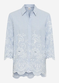 Katoenen blouse met strepen en bloemetjesborduursel thumbnail 5
