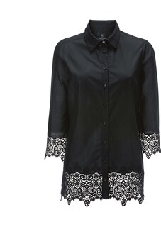 Baumwoll-Bluse mit Spitzen-Abschlüssen thumbnail 2
