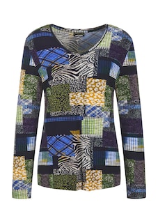 T-shirt en jersey avec imprimé patchwork thumbnail 6