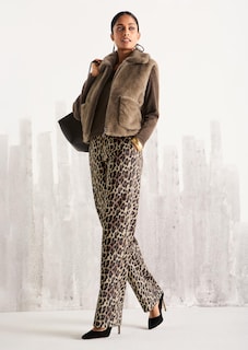 Wijde jersey broek met luipaardprint thumbnail 1