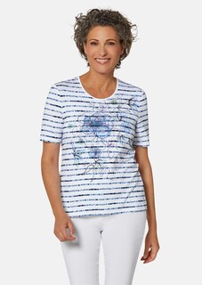 Bequemes Druckshirt in Blumen-Ringeloptik thumbnail 1