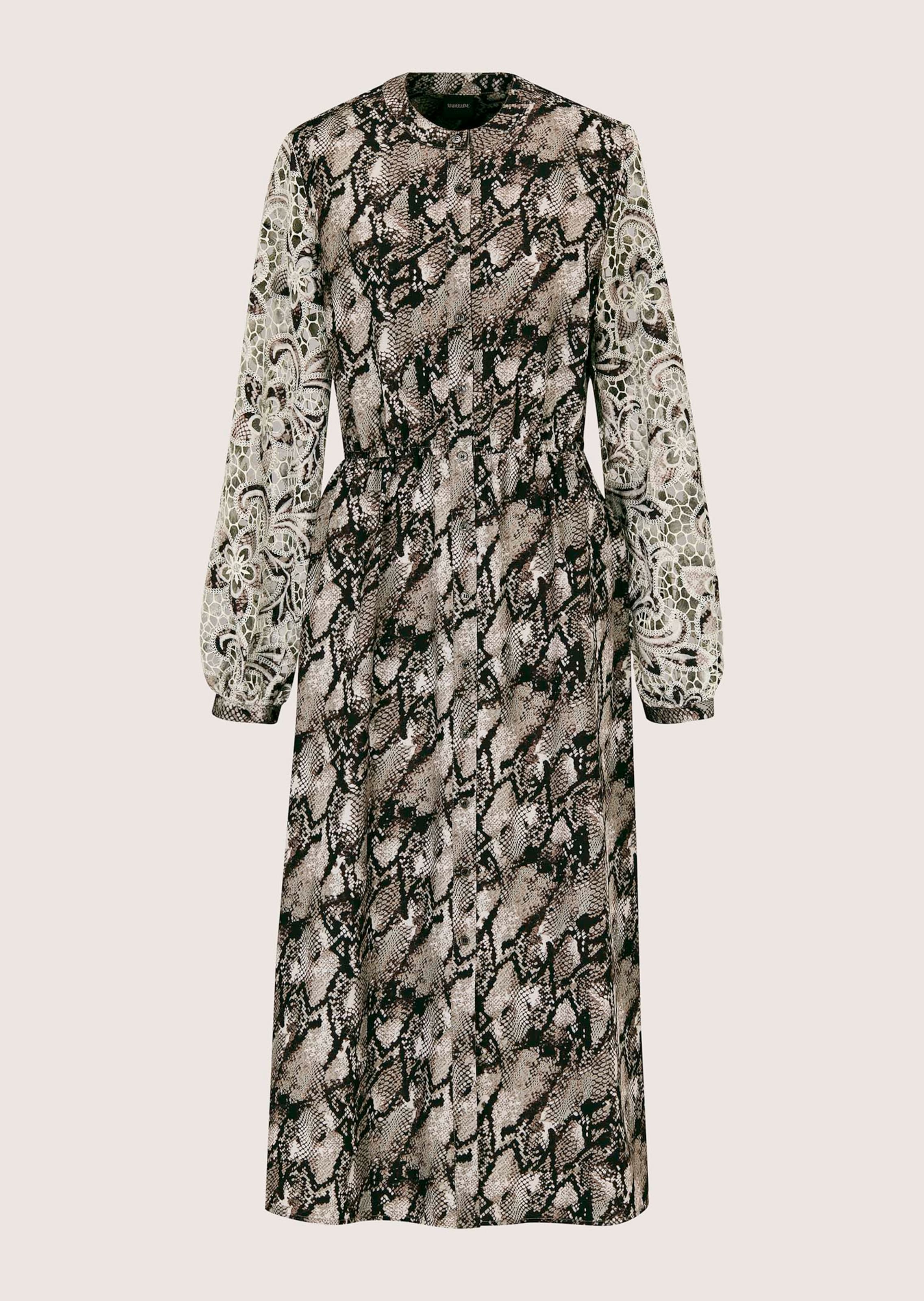 Snake-print dress with lace sleeves