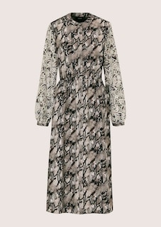 Kleid mit Schlangen-Print und Spitzen-Ärmeln thumbnail 7