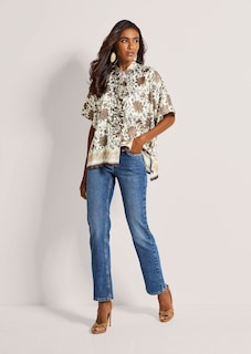 Blouse kimono à motif fleuri avec volant thumbnail 3