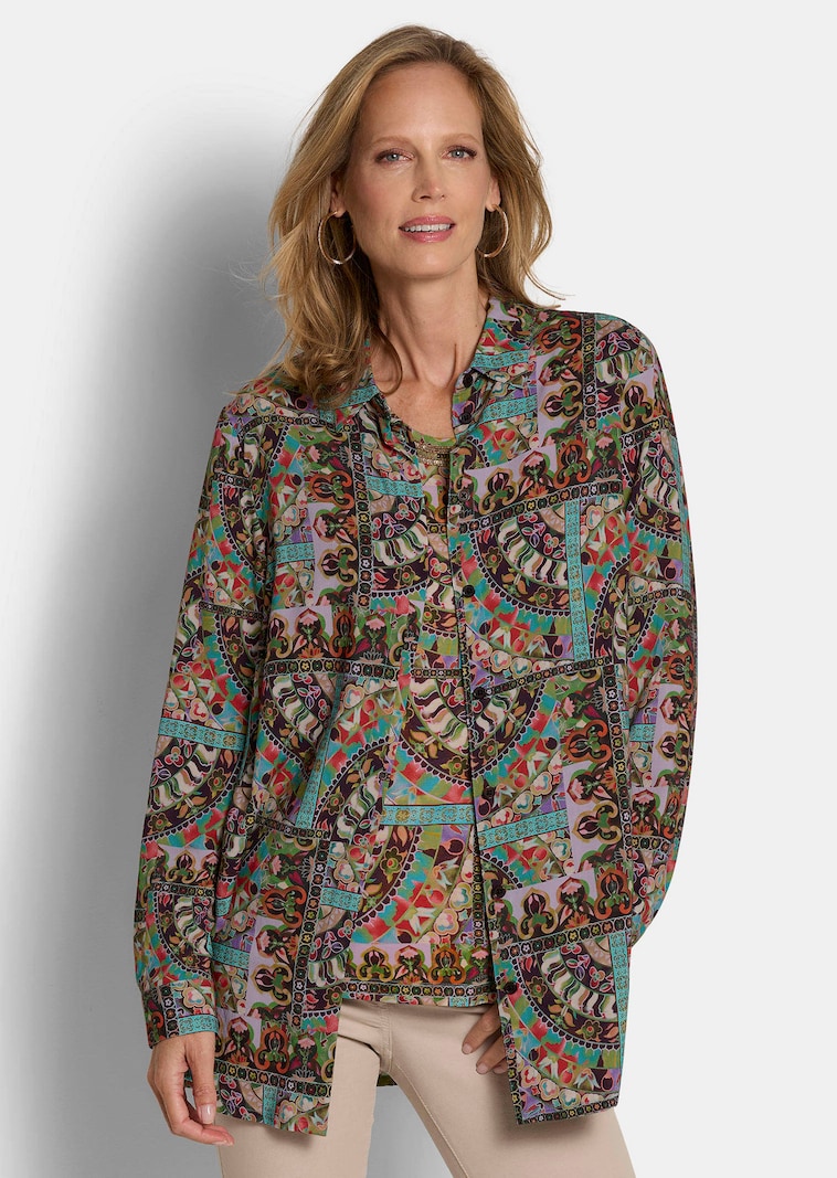 Langer geknipte blouse van pure viscose