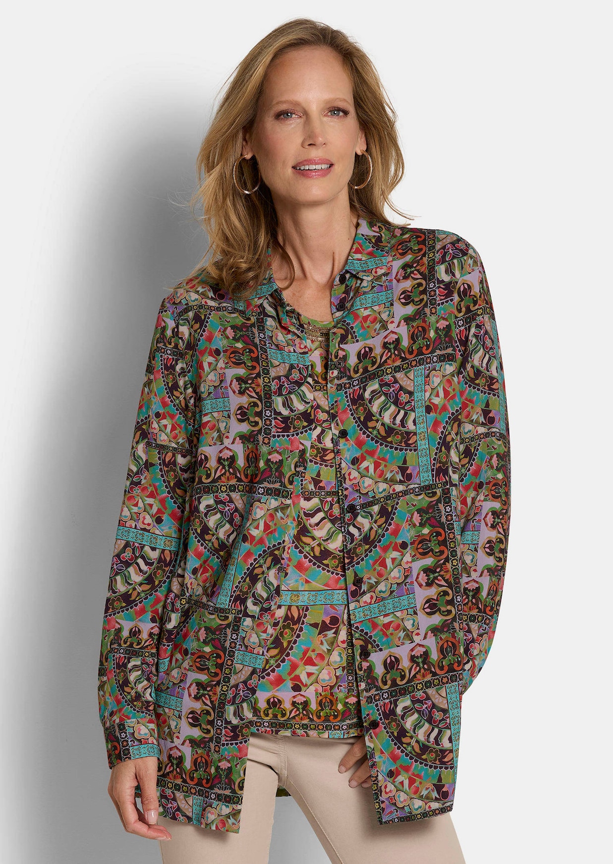 Langer geknipte blouse van pure viscose