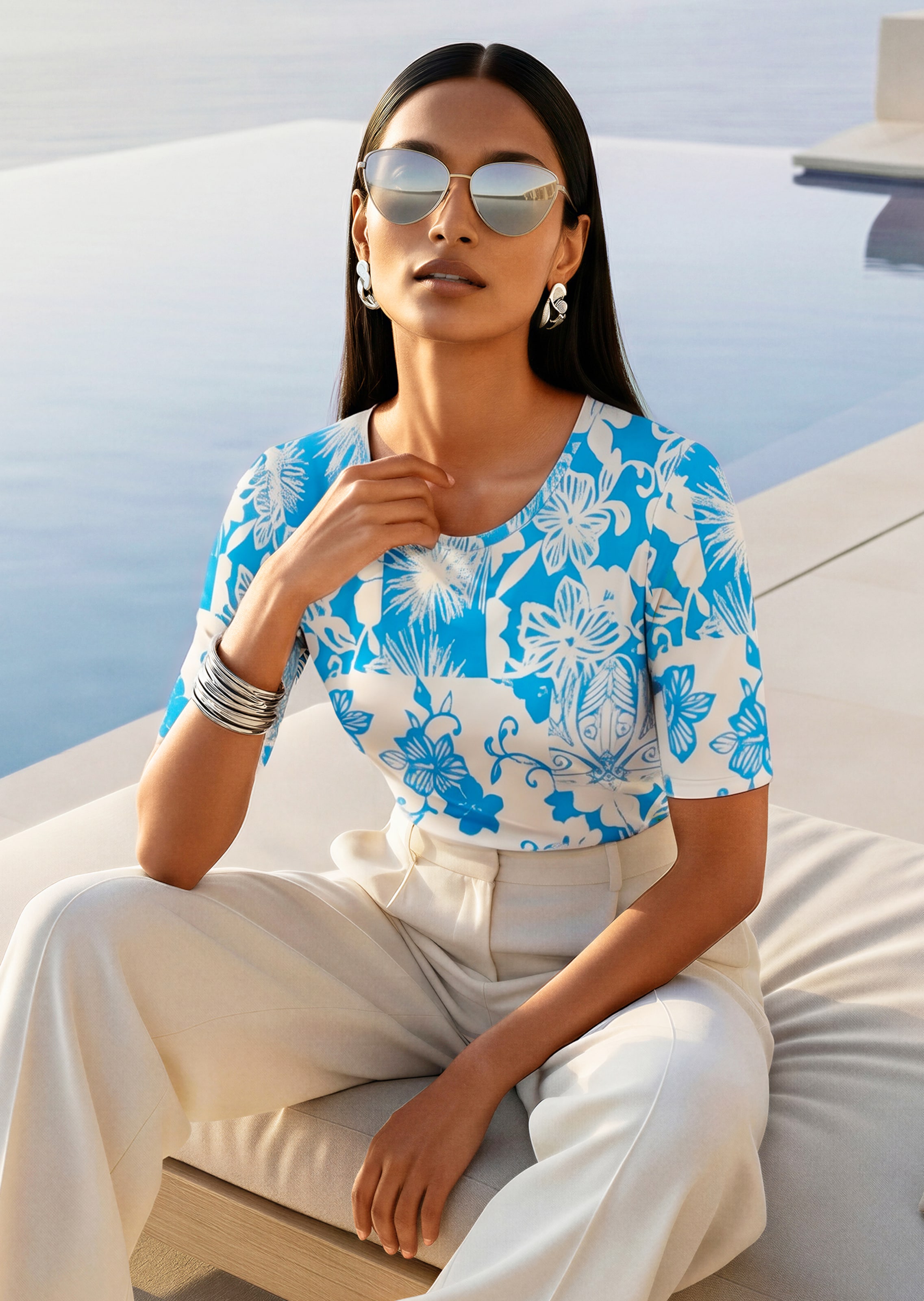 Shirt mit abstraktem Blüten-Print