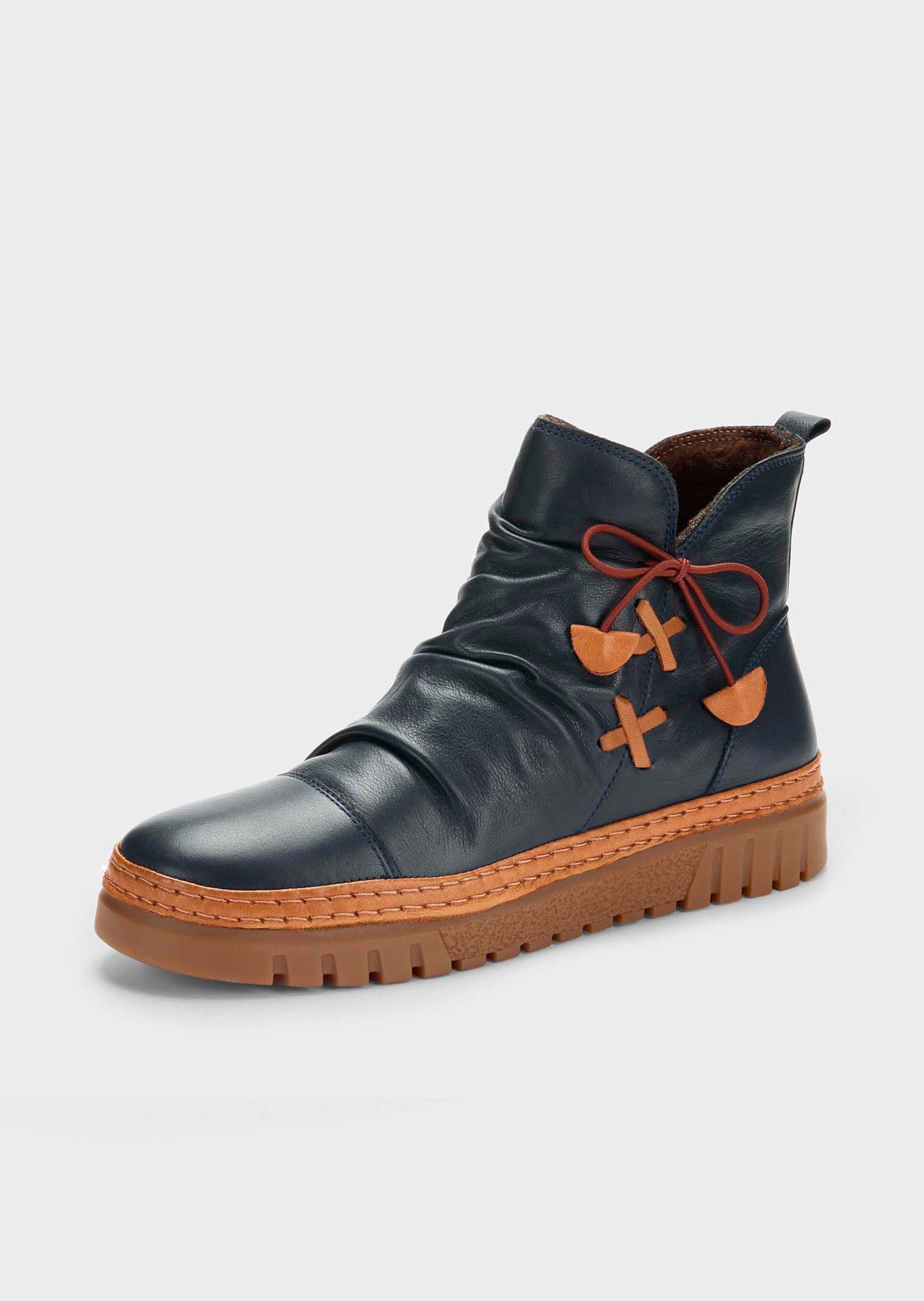 Stiefeletten aus Leder mit Zierschleife