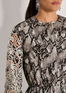 Kleid mit Schlangen-Print und Spitzen-Ärmeln thumbnail 6