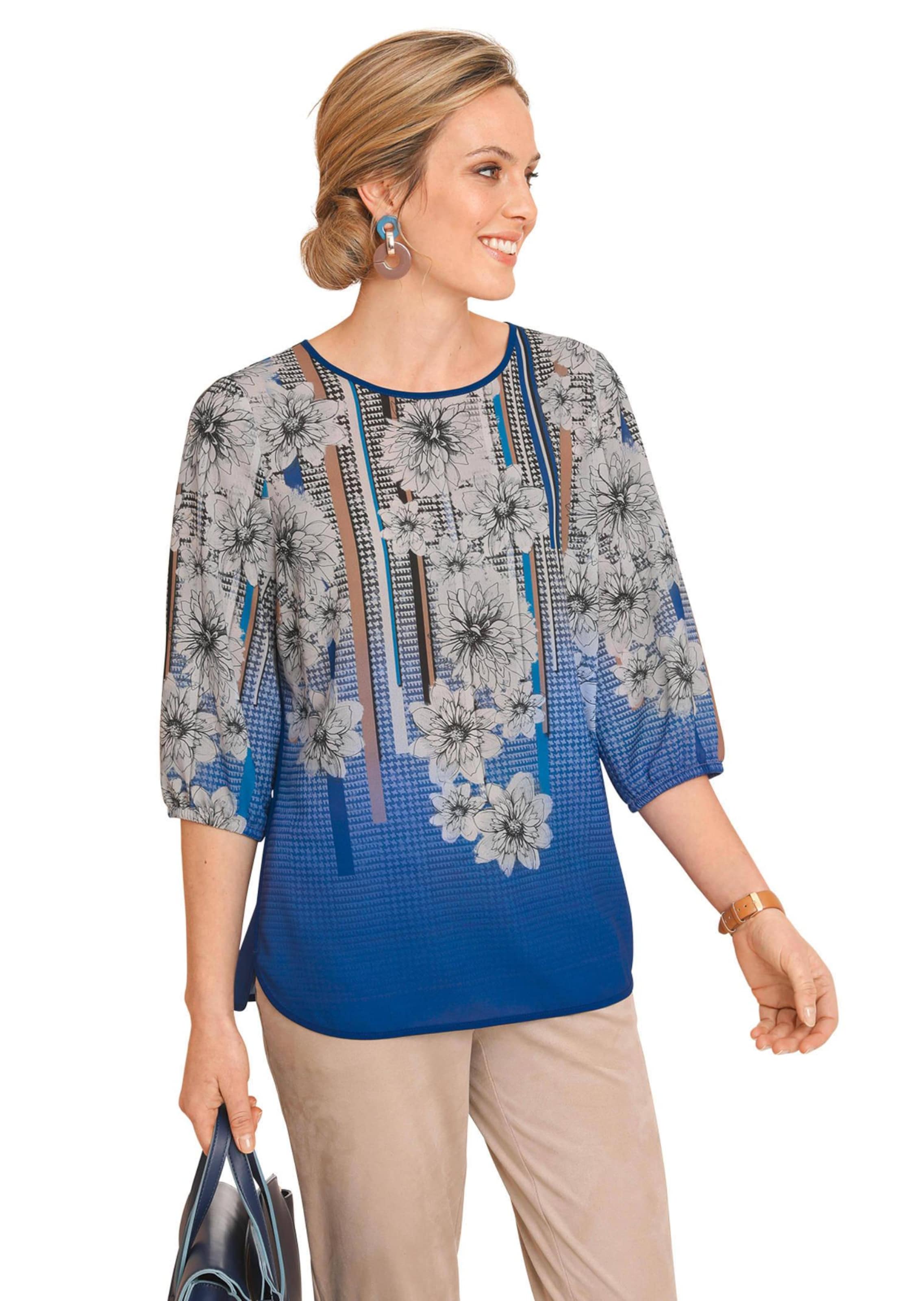 Druckbluse aus einer knitterarmen Ware