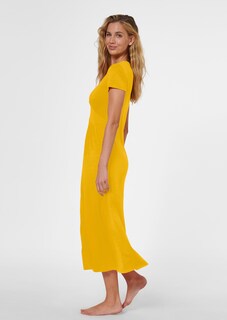 Long jersey dress with a V-neckline and short sleeves thumbnail 5
