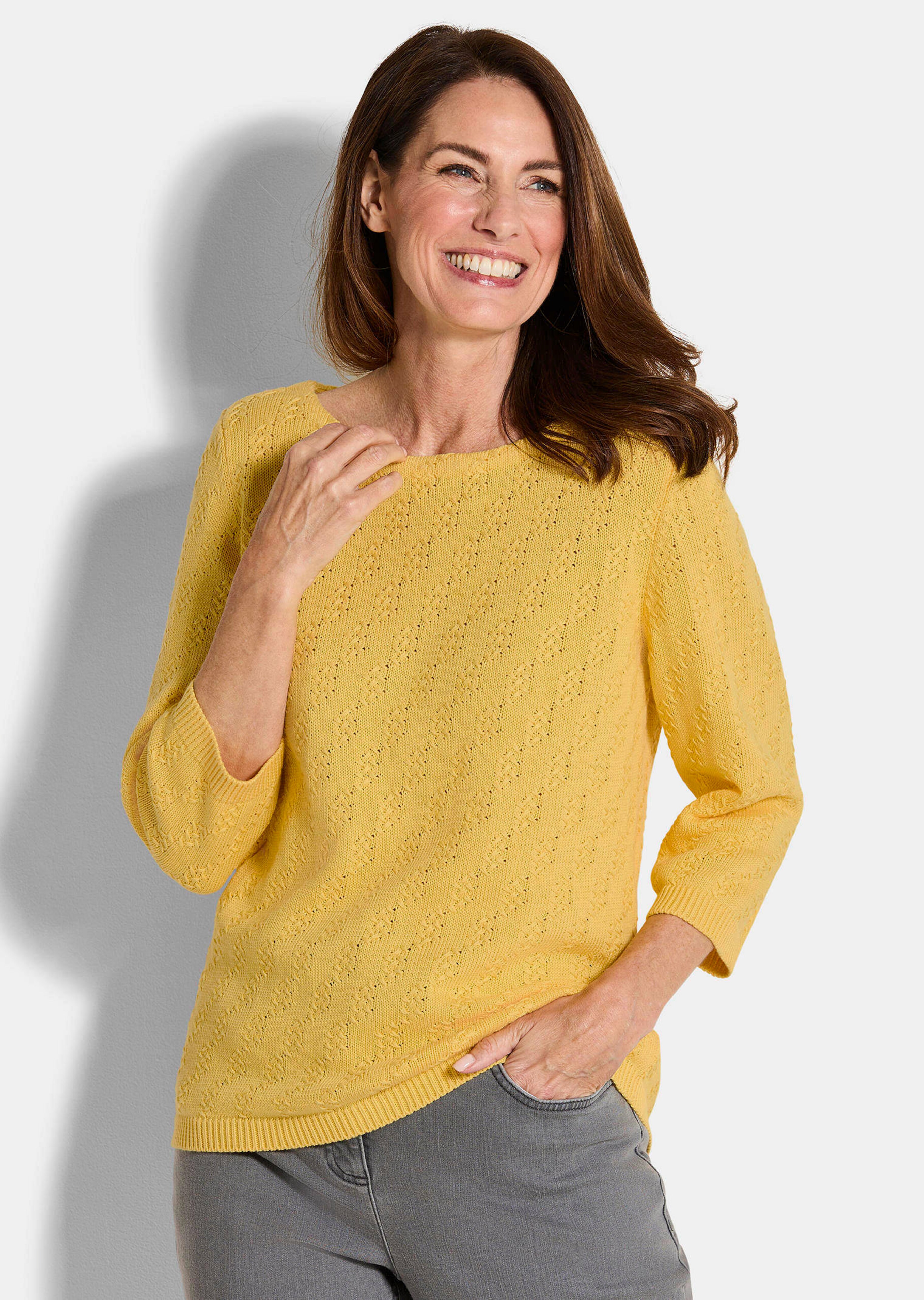 Katoenen pullover met 3/4-mouwen