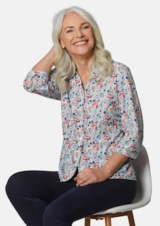 Florale Druckbluse mit Ärmeln zum Krempeln thumbnail 4