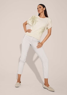 Kurzarm-Pullover mit glanzvollem Floral-Print thumbnail 5