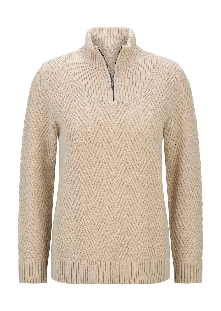 Strickpullover mit Troyer-Kragen