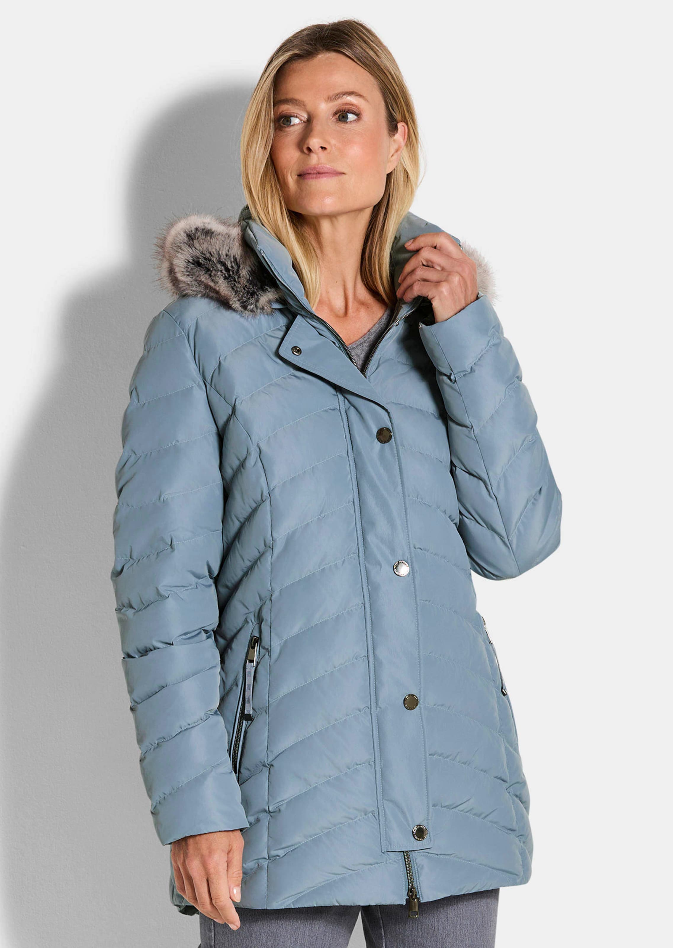 Steppjacke mit abnehmbarer Webpelz-Kapuze