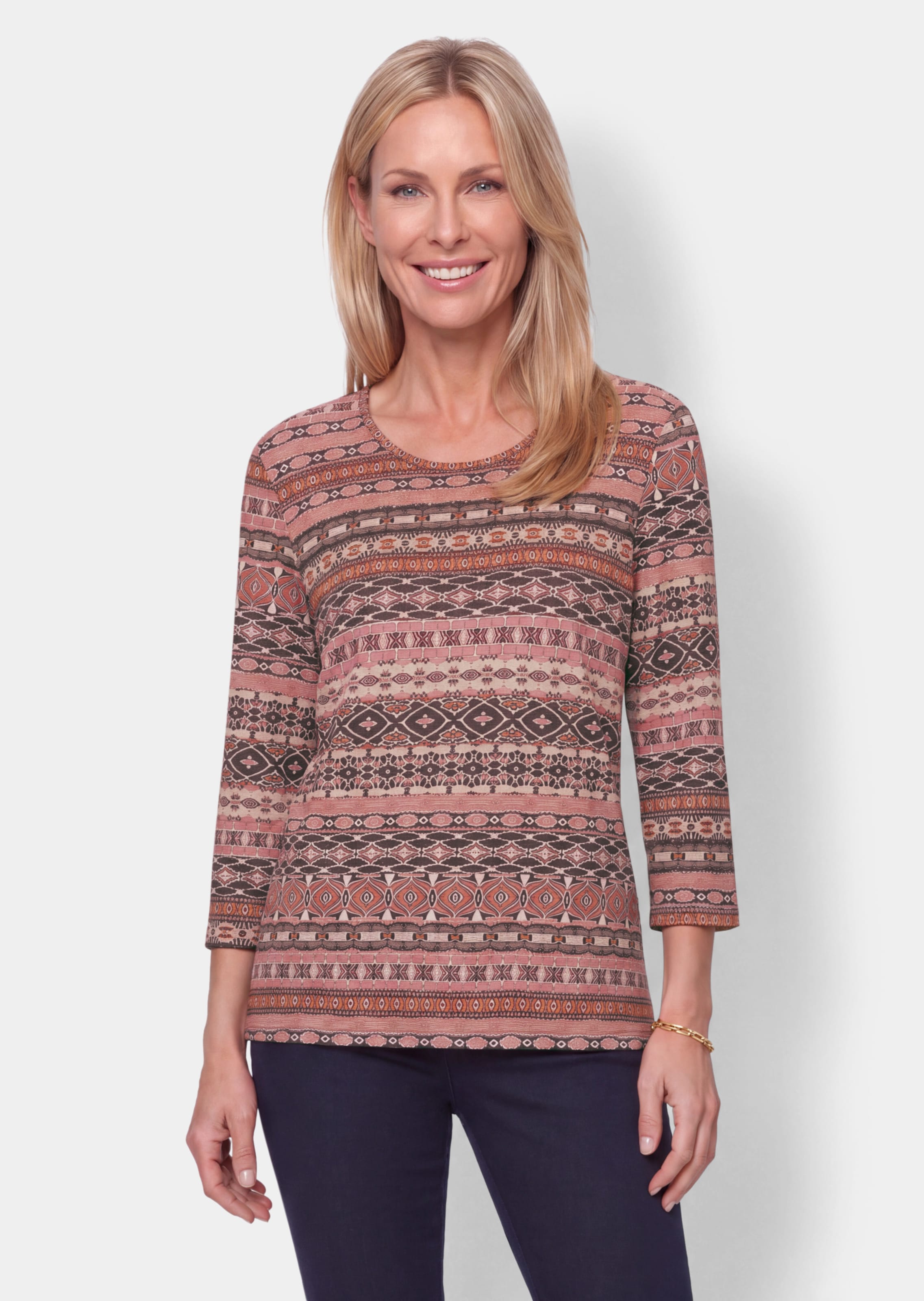 T-shirt en viscose à imprimé ethnique