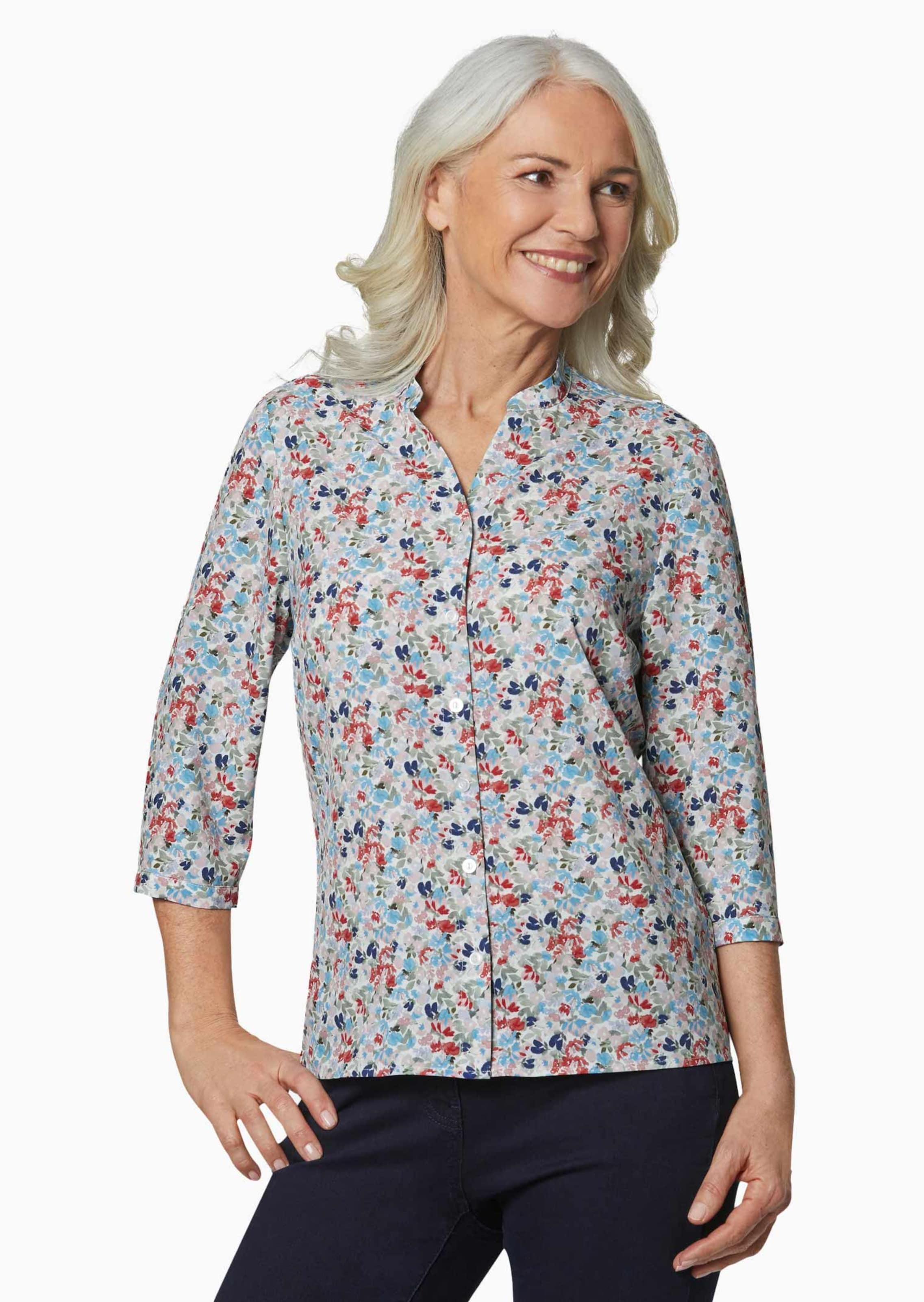 Florale Druckbluse mit Ärmeln zum Krempeln