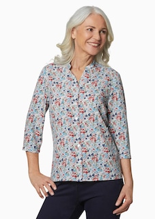 Florale Druckbluse mit Ärmeln zum Krempeln thumbnail 1
