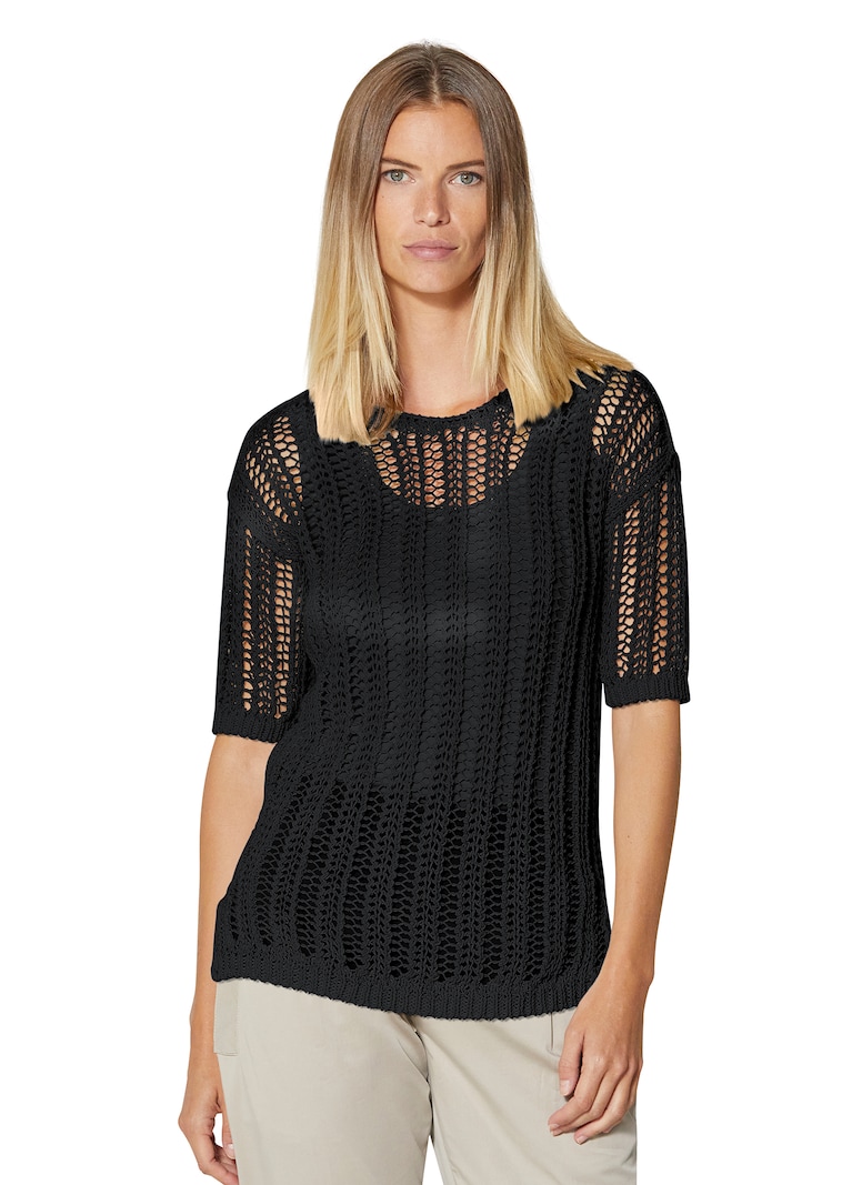 Ajour jumper made from fine Italian ribbon yarn