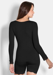 Langarmshirt mit Spitze und Kaschmir thumbnail 2