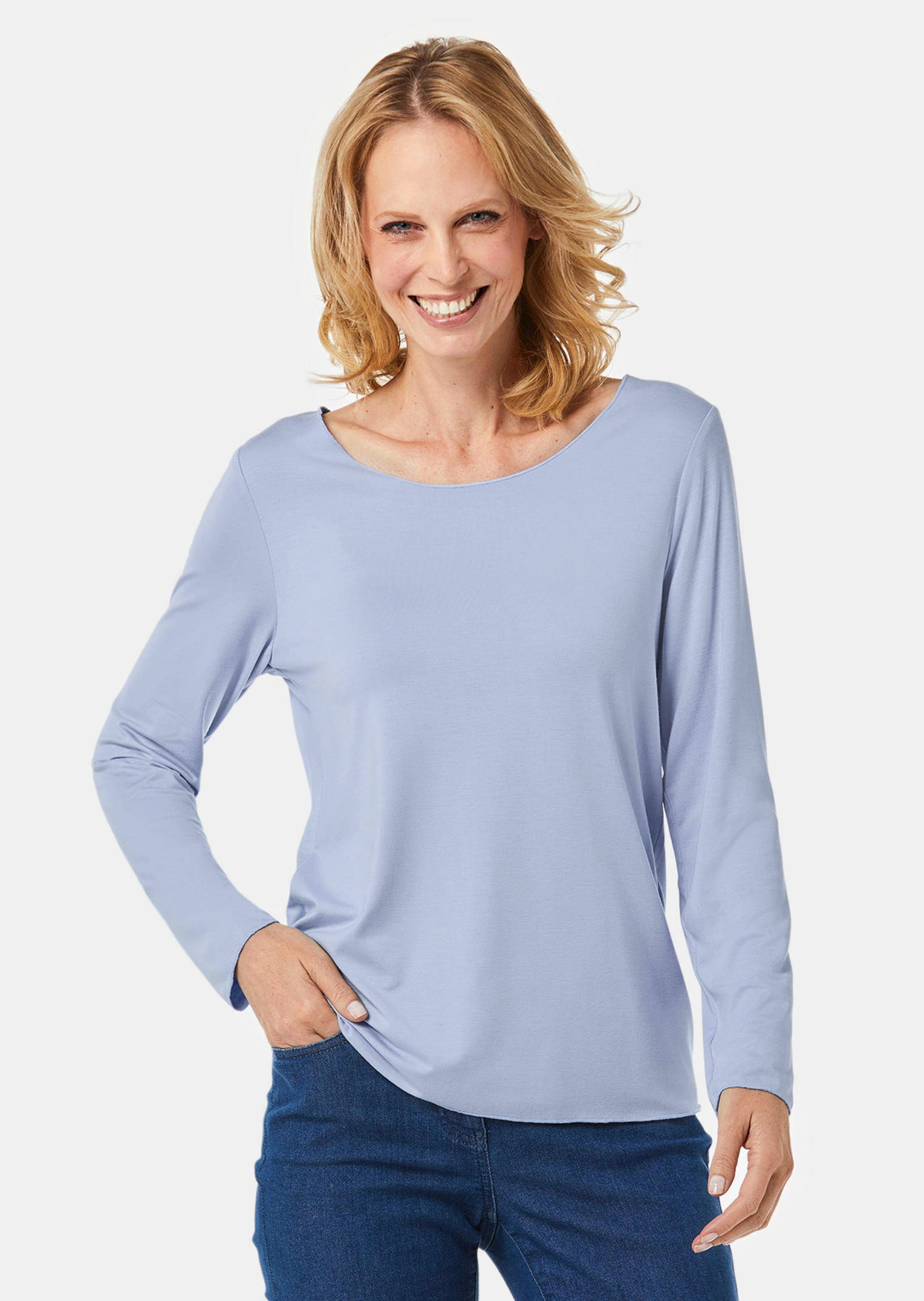 Veelzijdig te combineren shirt met lange mouwen en harmonieuze sierrand