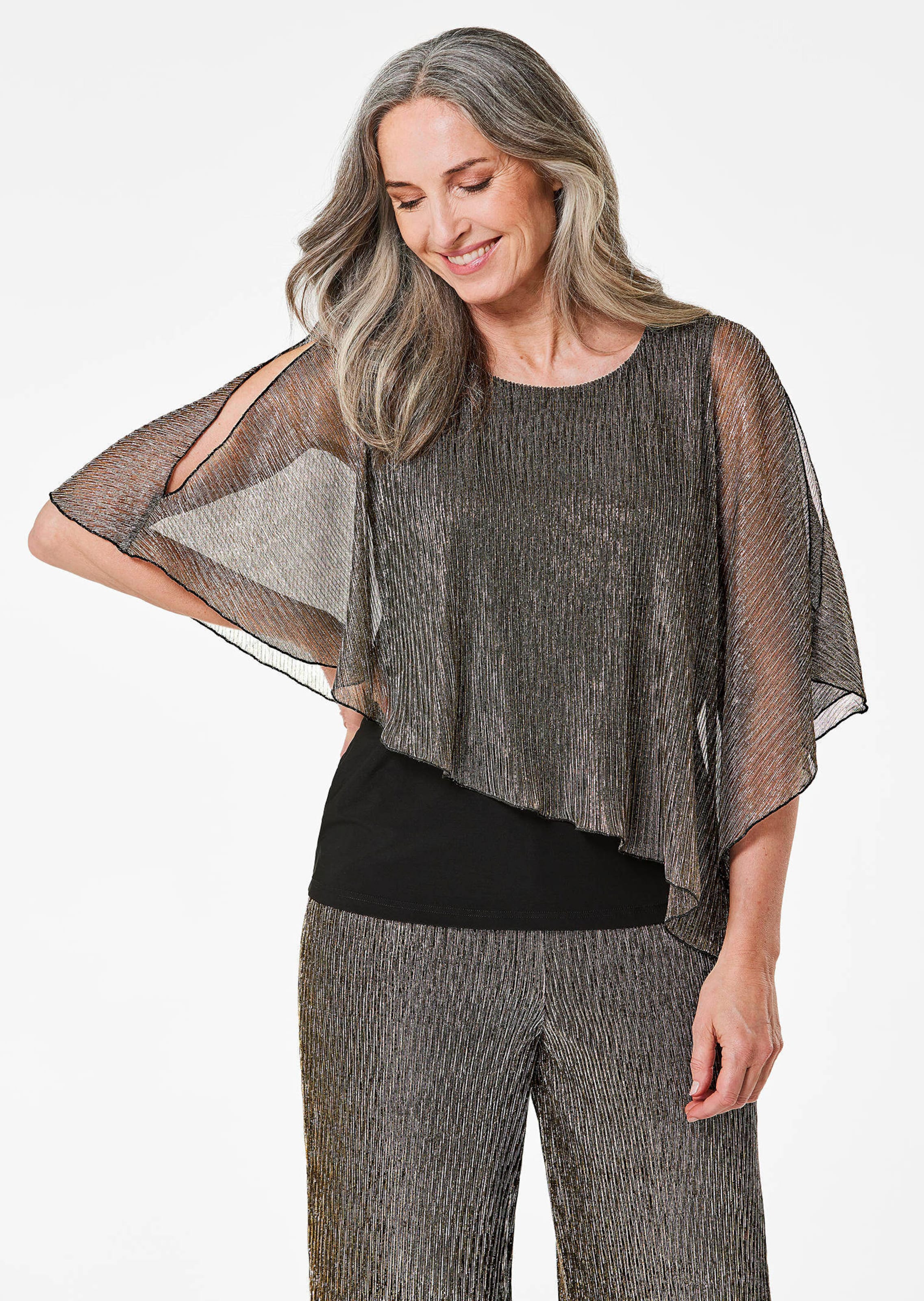 Shirt met asymmetrische drapering