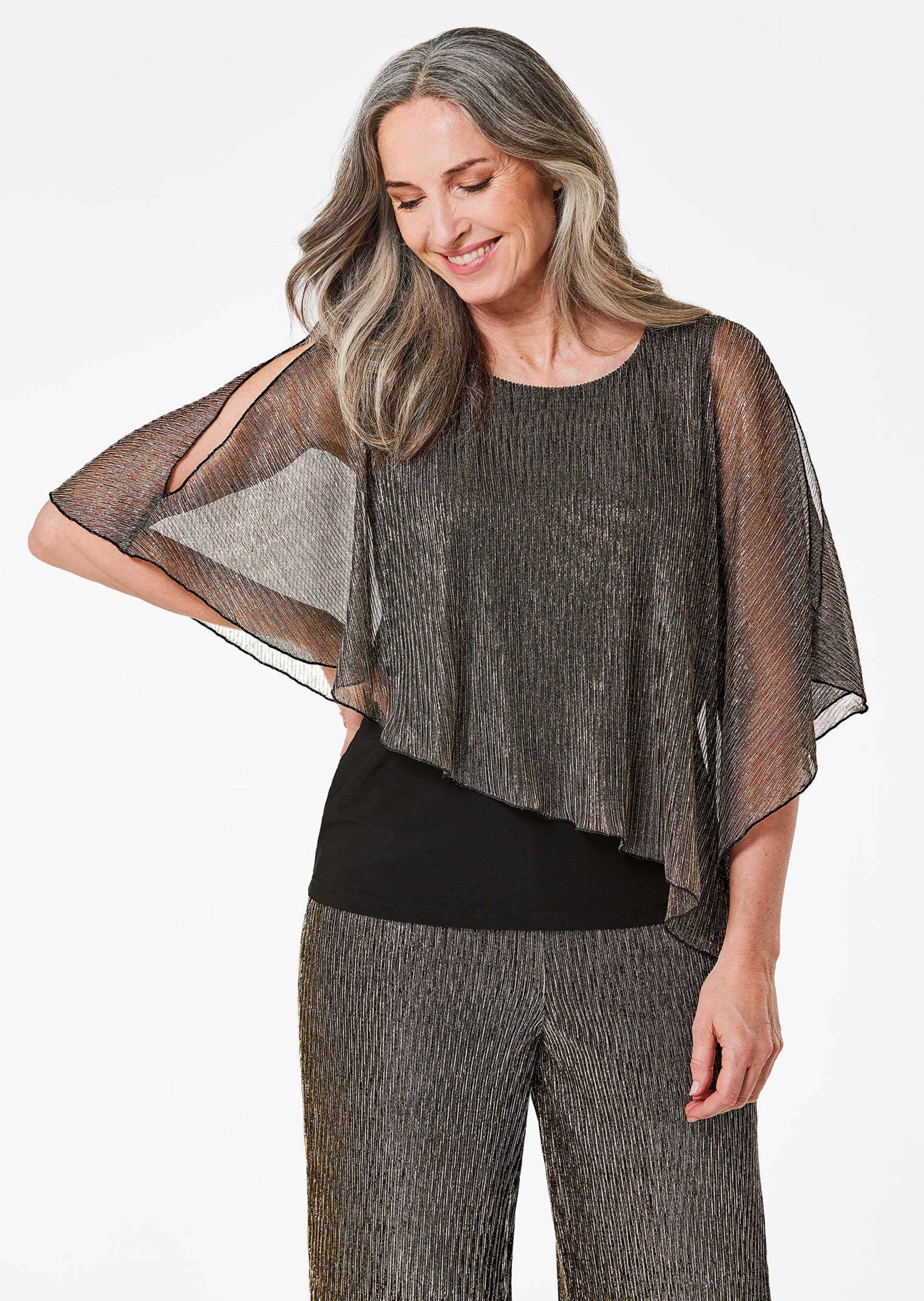 Shirt met asymmetrische drapering