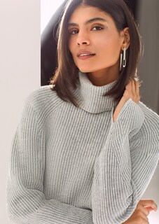 Shimmering roll-neck jumper with raglan sleeves thumbnail 1