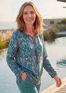 Viscose blouse met ronde hals en strikceintuurtje thumbnail 7